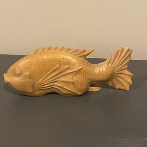 vintage asian handcarved fish sculpture